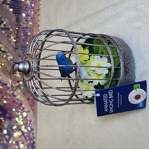 Blurbird Singing & Chirping Bird in Cage NWT